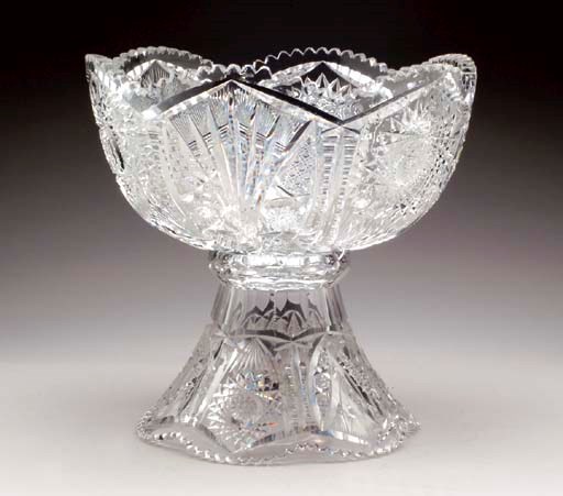 AN AMERICAN BRILLIANT CUT-GLASS CENTERPIECE BOWL AND STAND,