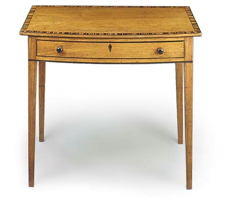 A REGENCY PADOUK BOWFRONT SIDE TABLE