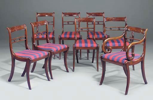 A SET OF EIGHT REGENCY MAHOGANY DINING CHAIRS
