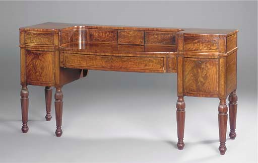 A SCOTTISH REGENCY MAHOGANY AND EBONY LINE INLAID SIDEBOARD