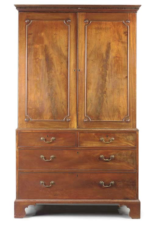 A GEORGE III MAHOGANY CLOTHES-PRESS