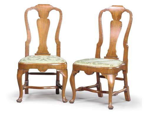 A PAIR OF GEORGE II WALNUT SIDE CHAIRS