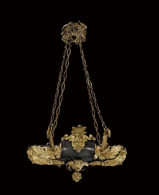 A REGENCY ORMOLU AND BRONZE HANGING-LIGHT