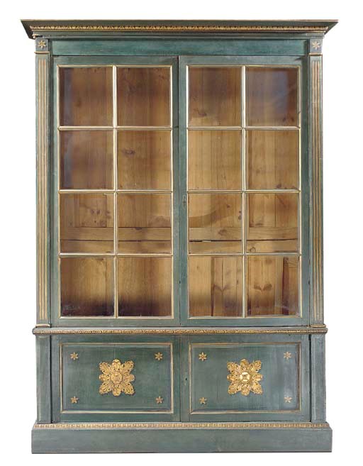 A NORTH EUROPEAN GREEN-PAINTED PINE BOOKCASE