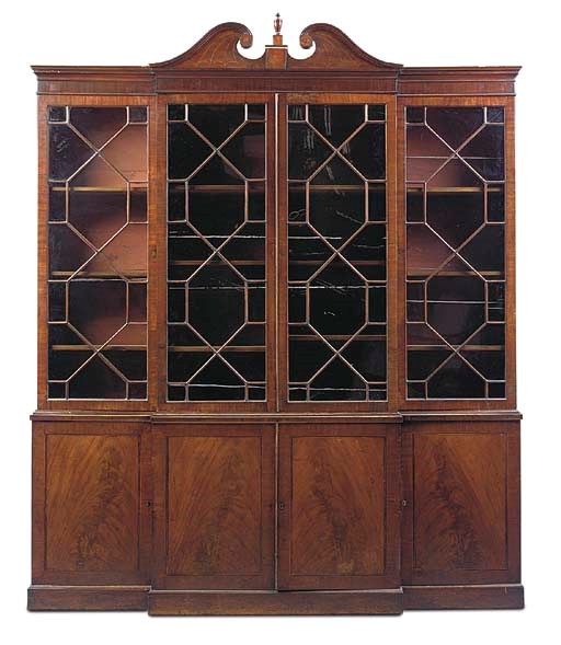 A GEORGE III MAHOGANY BREAKFRONT BOOKCASE