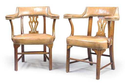 A MATCHED PAIR OF ARMCHAIRS