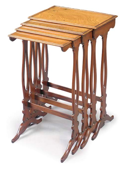 A SET OF EARLY VICTORIAN MAHOGANY QUARTETTO TABLES