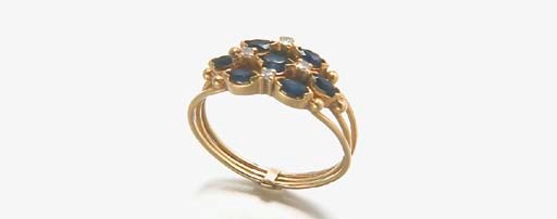 BAGUE TROIS ANNEAUX SAPHIRS ET DIAMANTS
