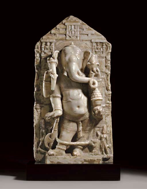 A Rare White Marble Figure of Ganesha