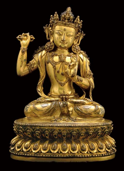 A GILT BRONZE FIGURE OF VAJRAPANI