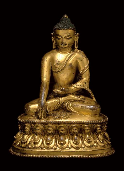 A Small Gilt Bronze Figure of Buddha Akshobhya