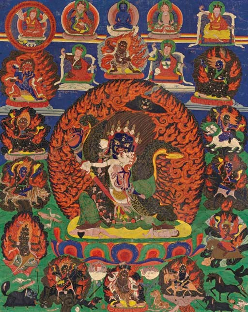 A THANGKA OF MAHAKALA AND CONSORT