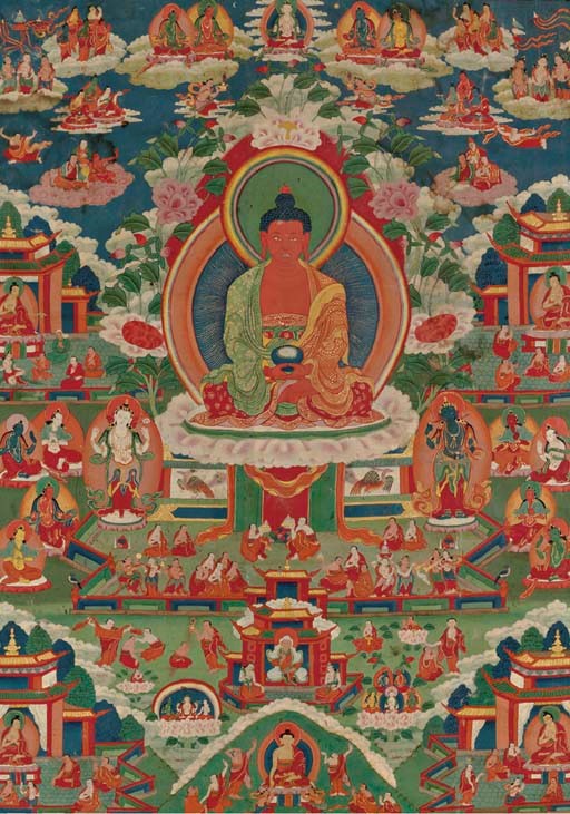 A THANGKA OF AMITABHA IN SUKHAVATI