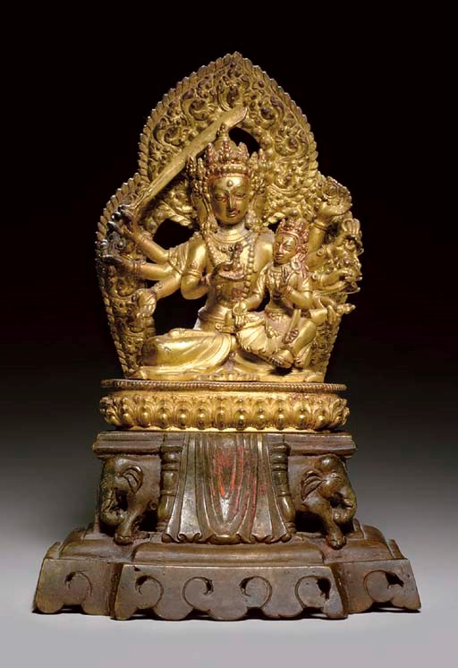 A Gilt Bronze Figure of Maha Akshobhya
