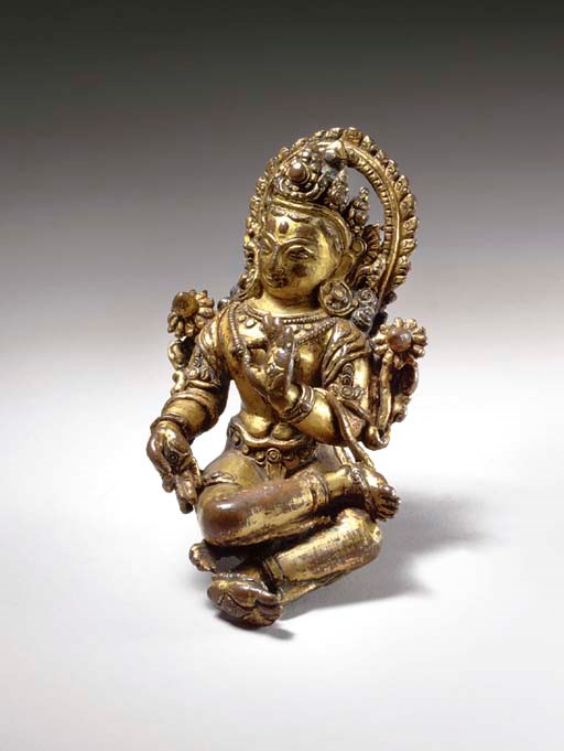 A Small Gilt Copper Figure of Lakshmi