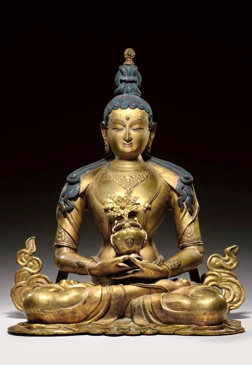 A Large Gilt Bronze Figure of Amitayus
