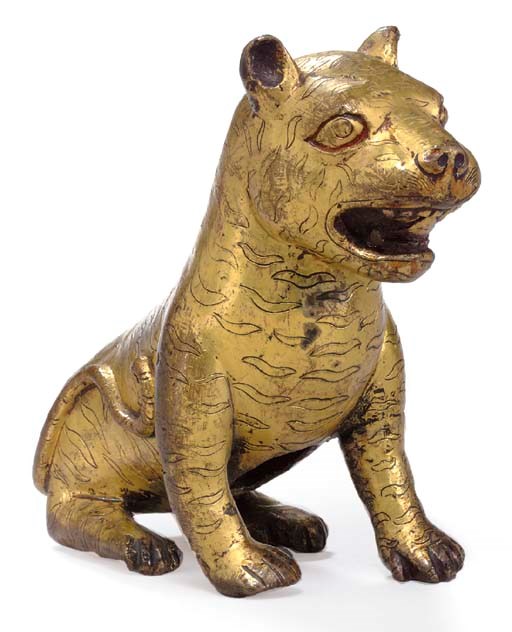 A Gilt Bronze Figure of a Tiger