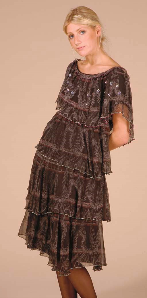 A CHIFFON PRINT DRESS BY ZANDRA RHODES