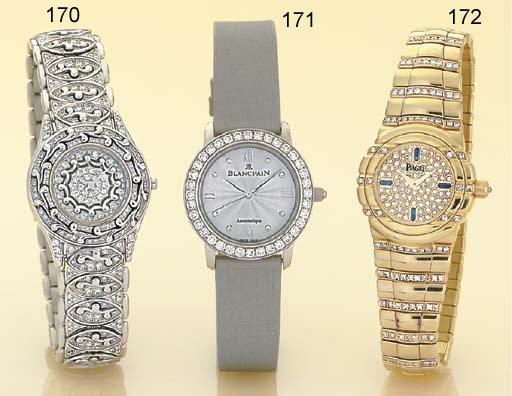 BLANCPAIN. A FINE LADY'S 18K WHITE GOLD AND DIAMOND AUTOMATIC CENTER SECONDS WRISTWATCH
