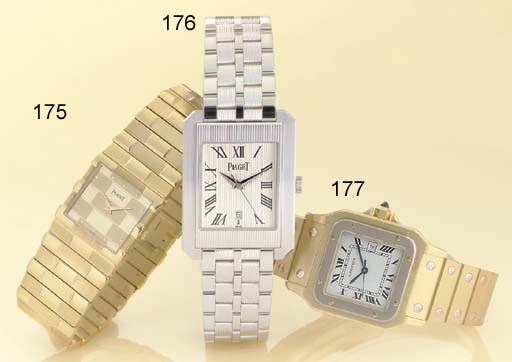 PIAGET. AN 18K GOLD SQUARE BRACELET WATCH