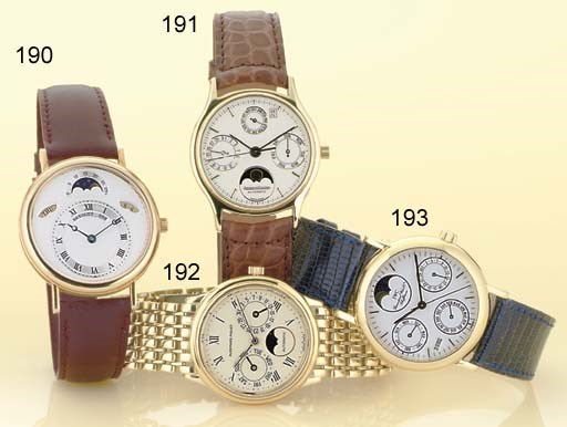 BREGUET. AN 18K GOLD AUTOMATIC WRISTWATCH WITH DAY, DATE AND MOON PHASES
