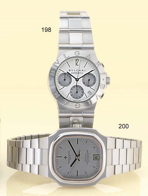 BULGARI. A STAINLESS STEEL AUTOMATIC CHRONOGRAPH BRACELET WATCH WITH DATE
