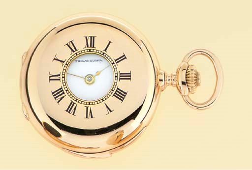 PATEK PHILIPPE. A LADY'S 18K GOLD HALF-HUNTER CASE MINUTE REPEATING KEYLESS LEVER POCKET WATCH