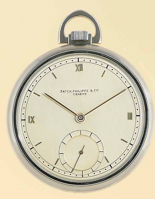 PATEK PHILIPPE. A STAINLESS STEEL OPENFACE KEYLESS LEVER POCKET WATCH