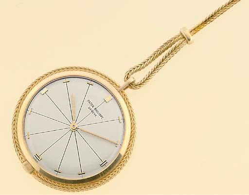 PATEK PHILIPPE. A FINE 18K GOLD OPENFACE KEYLESS LEVER PENDANT WATCH