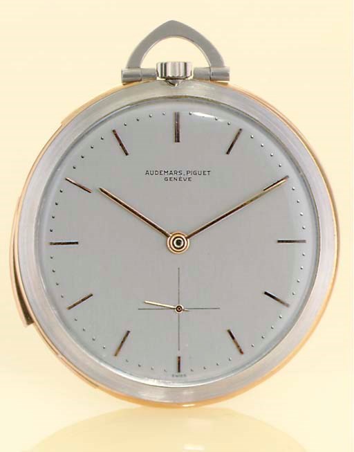AUDEMARS PIGUET. A THIN PLATINUM AND 18K GOLD MINUTE REPEATING KEYLESS LEVER DRESS WATCH