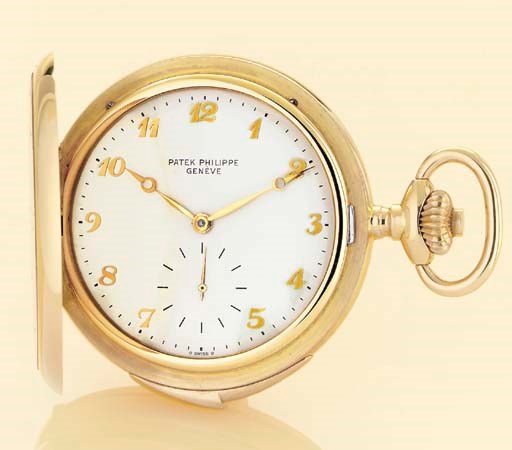PATEK PHILIPPE. A FINE 18K GOLD HUNTER CASE MINUTE REPEATING KEYLESS LEVER POCKET WATCH