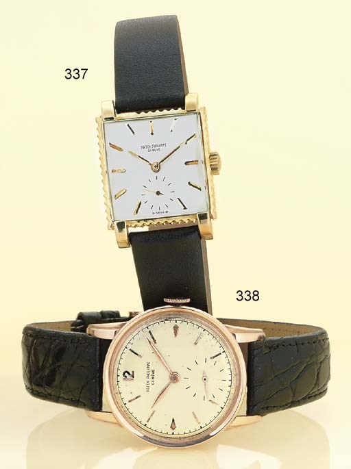 PATEK PHILIPPE. A RARE GOLD SQUARE WRISTWATCH