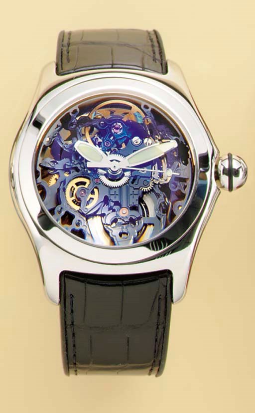 CORUM. A FINE STAINLESS STEEL SKELETONIZED AUTOMATIC CENTER SECONDS WRISTWATCH