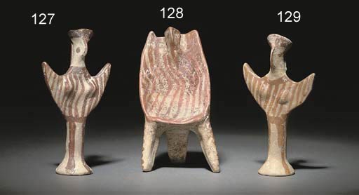 A MYCENAEAN PAINTED TERRACOTTA THRONE WITH SEATED FIGURE