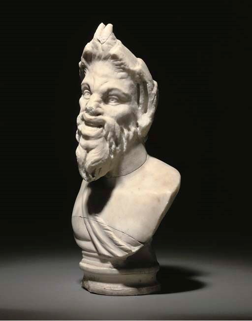 A ROMAN MARBLE BUST OF PAN