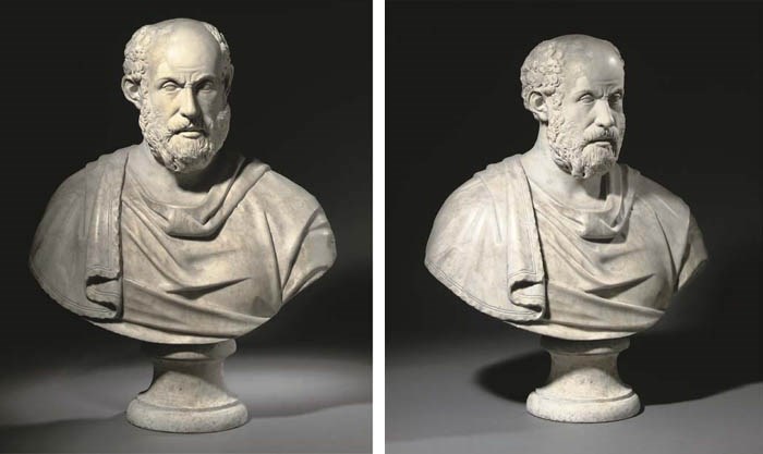 A ROMAN MARBLE HEAD PROBABLY OF A GREEK PHILOSOPHER