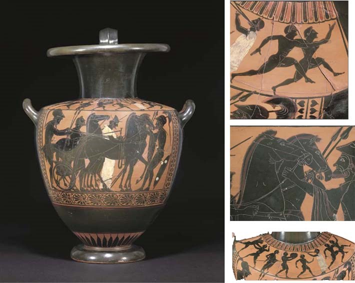 AN ATTIC BLACK-FIGURE HYDRIA, ATTRIBUTED TO THE LEAGROS GROUP
