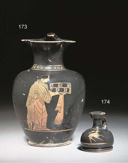 AN ATTIC RED-FIGURE OINOCHOE, ATTRIBUTED TO THE BULL PAINTER