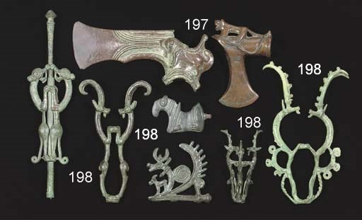 A GROUP OF LURISTAN BRONZE FINIALS