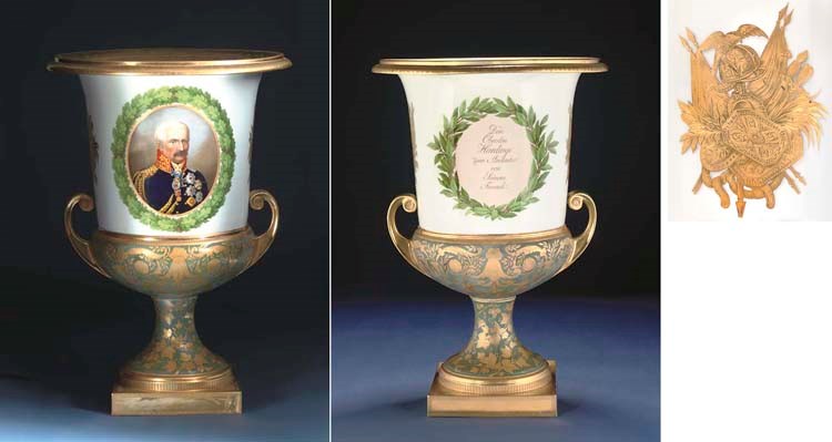THE BLÜCHER-HARDINGE VASE

A BERLIN TWO-HANDLED URN PAINTED WITH A PORTRAIT OF GENERAL BLÜCHER