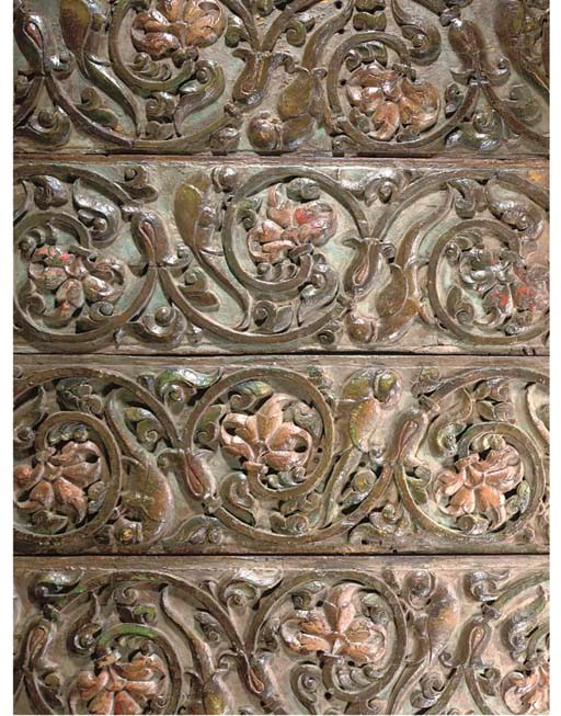 FOUR MUGHAL CARVED WOOD PANELS, NORTH INDIA, 17TH/18TH CENTURY