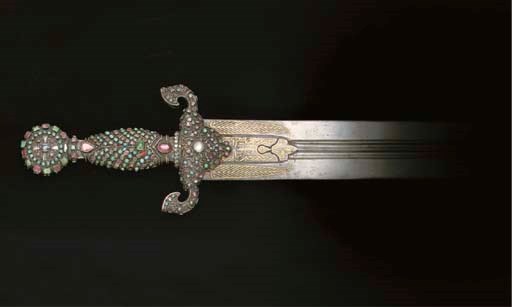 AN OTTOMAN SWORD WITH GEM-SET HILT, TURKEY 19TH CENTURY AND EARLIER