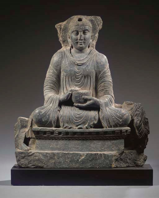 A Gandhara grey schist figure of Buddha Sakyamuni