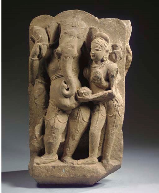 A Central Indian sandstone stele  with Ganesha