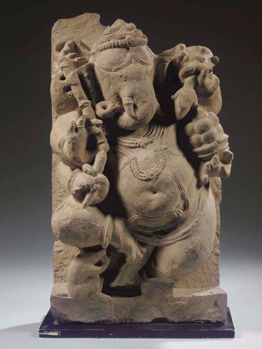 A Central Indian sandstone stele with Ganesha