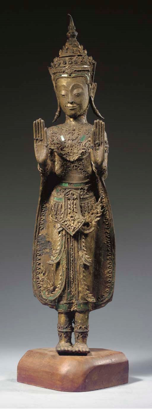 A Thai, Ratnakosin style, bronze figure of Buddha Sakyamuni