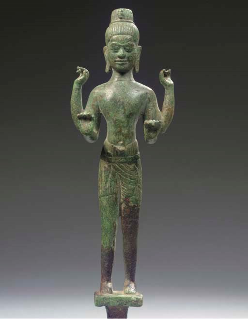 A Khmer, Banteay Srei style, bronze figure of a bodhisattva