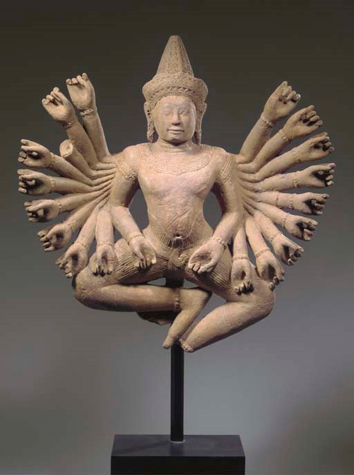 A rare Khmer, Baphuon style, sandstone figure of probably Sadasiva