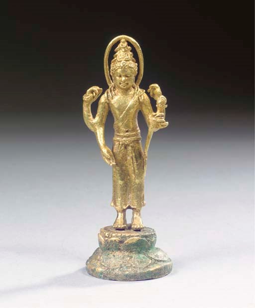 A rare Javanese gold figure of Avalokiteshvara