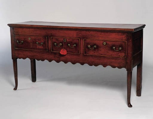 A GEORGE III FRUITWOOD AND ELM DRESSER